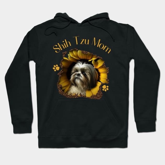 Womens Shih Tzu Mom Sunflower Paw Cute Dog Lover Owner Women Gift Hoodie by WoodShop93